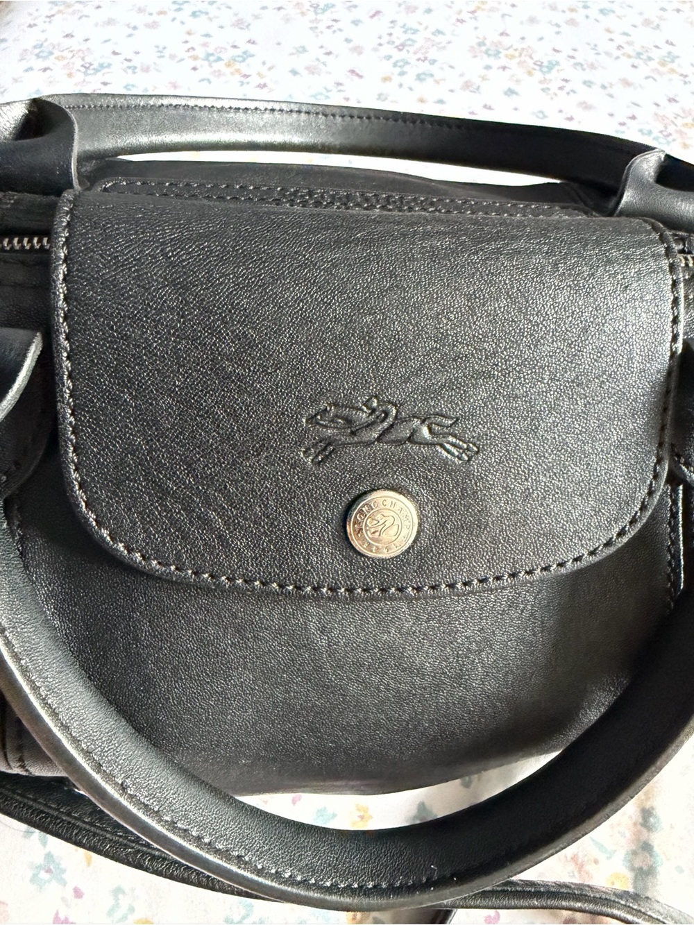 Longchamp Black Leather Top-Handle & Crossbody Satchel - Picture 8 of 10